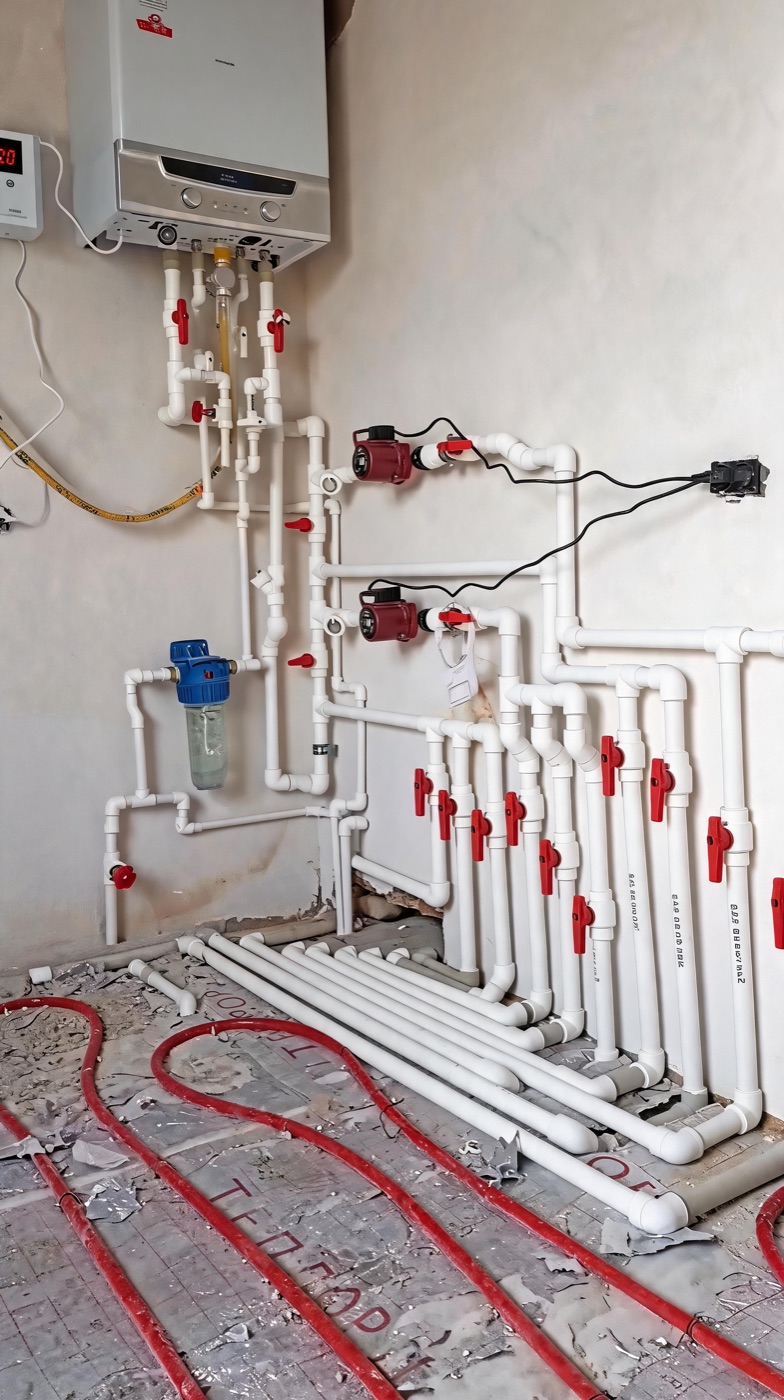 Газовый котёл с насосной группой, обвязкой и тёплым полом